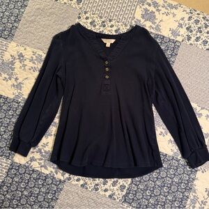 Henley style long sleeve shirt
